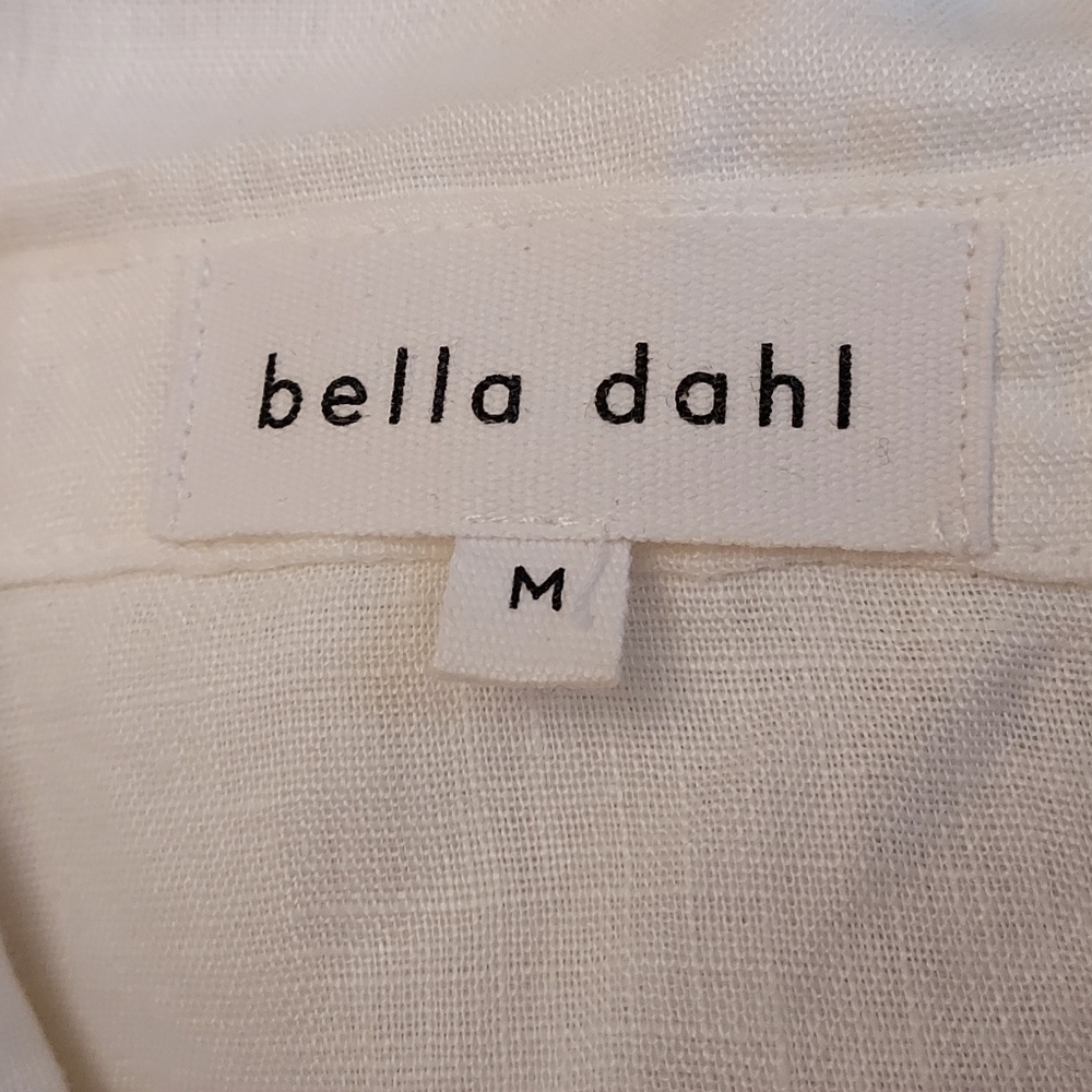 Bella Dahl NEW White Linen Ruffled Short Sleeve Top Shirt Blouse Size Medium - Picture 13 of 15